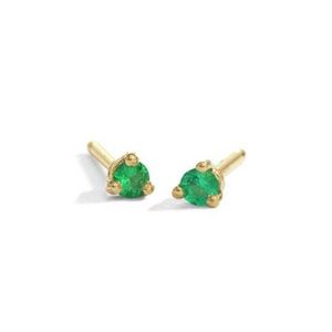 PAIR of 14k Gold and Emerald Studs